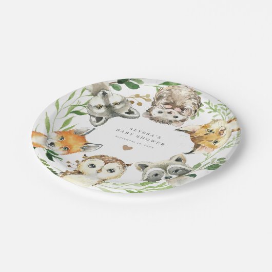 Woodland Animals Baby Shower Paper Plates Papieren Bordje (Gekanteld)
