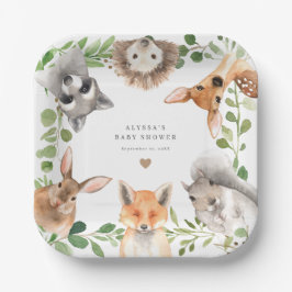 Woodland Animals Baby Shower Paper Plates Papieren Bordje