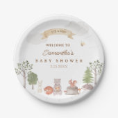 Woodland Animals Baby Shower Papieren Bordje (Voorkant)