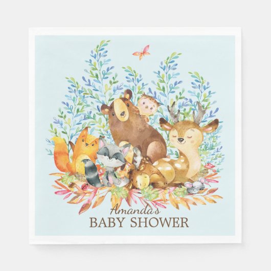 Woodland Animals Baby shower papieren servetten (Voorkant)