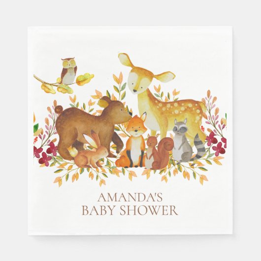 Woodland Animals Baby shower papieren servetten (Voorkant)