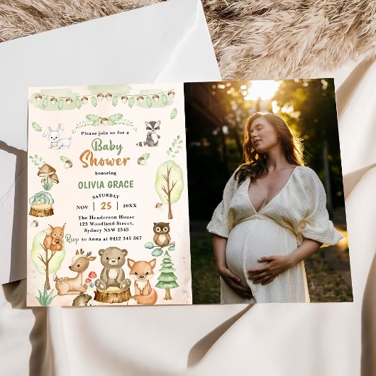 Woodland Animals Baby shower Party Foto Kaart