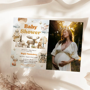 Woodland Animals Baby shower Party Foto Kaart