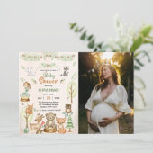 Woodland Animals Baby shower Party Foto Kaart (Staand voorkant)
