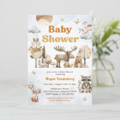 Woodland Animals Baby shower Party Kaart (Staand voorkant)