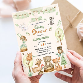 Woodland Animals Baby shower Party Kaart