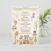 Woodland Animals Baby shower Party Kaart (Staand voorkant)