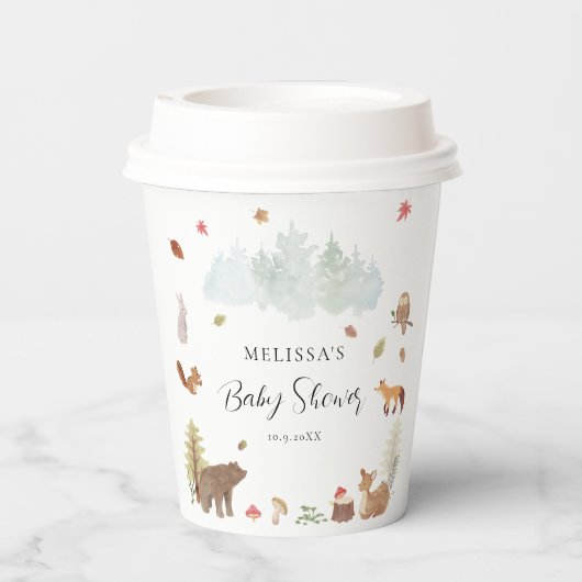 Woodland Animals Baby shower Party Papieren Bekers (Achterkant)