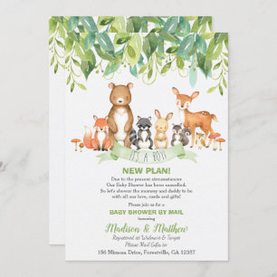 Woodland Animals Baby shower per Mail Greenery Boy Kaart