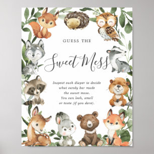 Woodland Animals Baby shower raadt de zoete Mess Poster
