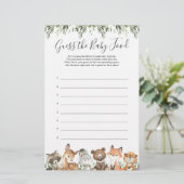 Woodland Animals Baby shower raadt het Baby voedse (Staand voorkant)