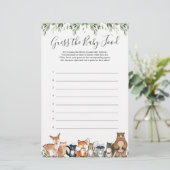 Woodland Animals Baby shower raadt het Baby voedse (Staand voorkant)