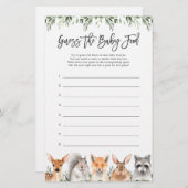 Woodland Animals Baby shower raadt het Baby voedse (Voorkant / Achterkant)