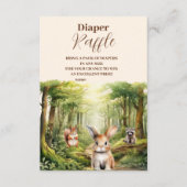 Woodland Animals Baby shower Raffle Diapper Informatiekaartje (Voorkant)