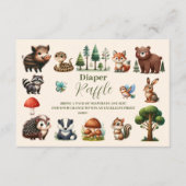 Woodland Animals Baby shower Raffle Diapper Informatiekaartje (Voorkant)