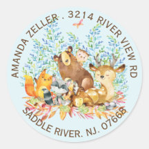 Woodland Animals Baby shower retouradreslabel
