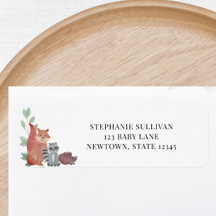 Woodland Animals Baby shower Return Address Etiket