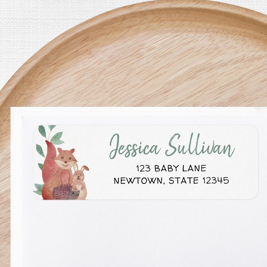 Woodland Animals Baby shower Return Address Etiket