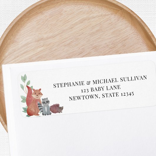 Woodland Animals Baby shower Return Address Etiket