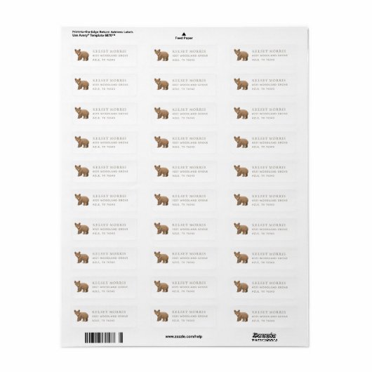 Woodland Animals Baby shower Return Address Etiket (Full Sheet)