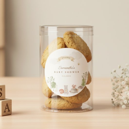 Woodland Animals Baby Shower Ronde Sticker