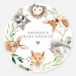 Woodland Animals Baby Shower  Ronde Sticker