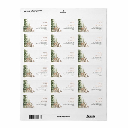 Woodland Animals Baby shower RSVP Retouradres Etiket (Full Sheet)