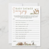 Woodland Animals Baby shower Survey zegt Kaart (Voorkant)