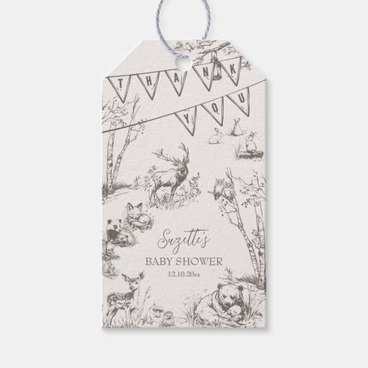 Woodland Animals Baby Shower Thank You Cadeaulabel (Voorkant)