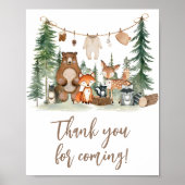 Woodland Animals Baby Shower Thank You Sign Poster (Voorkant)