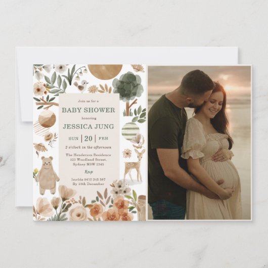 Woodland Animals Baby shower Uitnodiging (Voorkant)