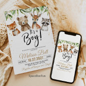 Woodland Animals Baby shower Uitnodiging Jongen Be