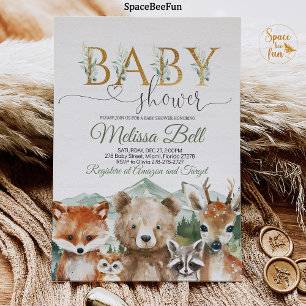 Woodland Animals Baby shower Uitnodiging Jongen Be