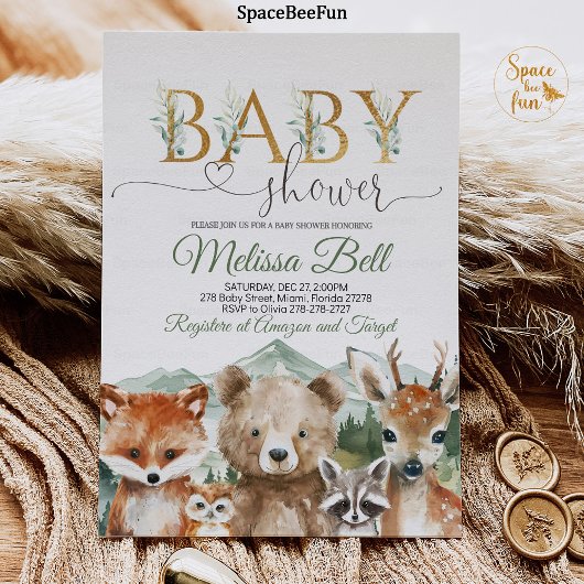 Woodland Animals Baby shower Uitnodiging Jongen Be