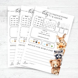 Woodland Animals Baby shower voorspellingen spel