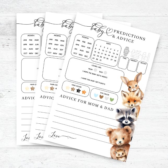 Woodland Animals Baby shower voorspellingen spel (Creator heeft geüpload)