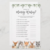 Woodland Animals Baby shower Wat draagt mama? (Voorkant / Achterkant)