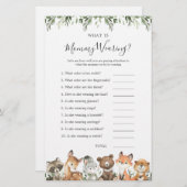 Woodland Animals Baby shower Wat draagt mama? (Voorkant / Achterkant)