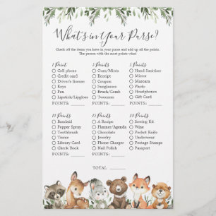 Woodland Animals Baby shower Wat zit er in je tas