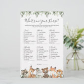 Woodland Animals Baby shower Wat zit er in je tas (Staand voorkant)
