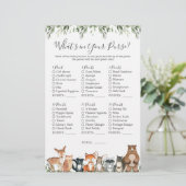 Woodland Animals Baby shower Wat zit er in je tas (Staand voorkant)