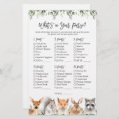 Woodland Animals Baby shower Wat zit er in je tas (Voorkant / Achterkant)