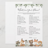 Woodland Animals Baby shower Wat zit er in je tele (Voorkant / Achterkant)