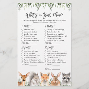 Woodland Animals Baby shower Wat zit er in je tele