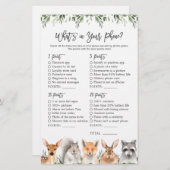 Woodland Animals Baby shower Wat zit er in je tele (Voorkant / Achterkant)