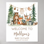 Woodland Animals Baby Shower Welcome Sign Poster (Voorkant)