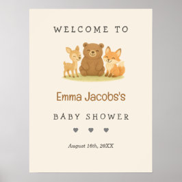 Woodland Animals Baby shower Welkom Poster