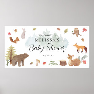 Woodland Animals Baby shower Welkom Poster