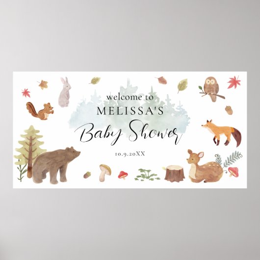 Woodland Animals Baby shower Welkom Poster (Voorkant)
