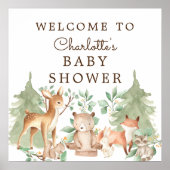 Woodland Animals Baby shower Welkom Poster (Voorkant)